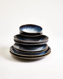 Alcachofra Geschirr-Set schwarzblau 8-teilig
