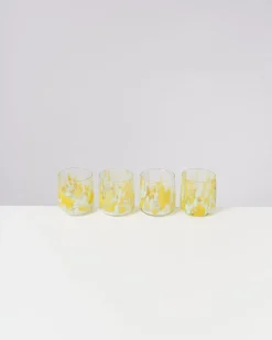 Alegria - Set of 4 glasses small big drops yellow
