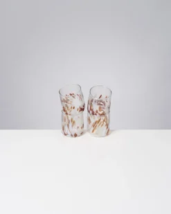 Alegria set of 4 glasses small big drops amber sand