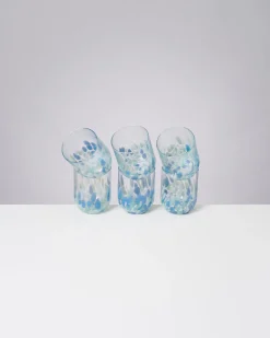 Alegria set of 6 glass large drops blue white