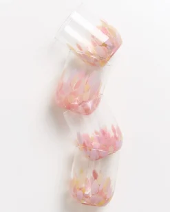 Alegria set of 4 glass large drops pink sand