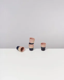 Bica Espressobecher rosa sand dunkelblau 4er-Set