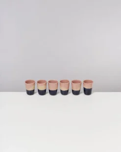 Bica Espressobecher rosa sand dunkelblau 6er-Set
