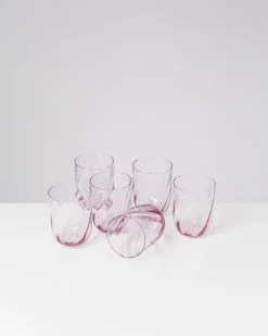 Calma Glas groß swirl lila 6er-Set
