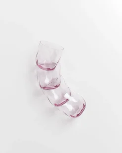 Calma Glas klein swirl lila 4er-Set