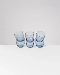 Calma - Set of 6 glass small swirl blue