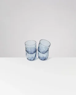 Calma - Set of 4 glass small swirl blue