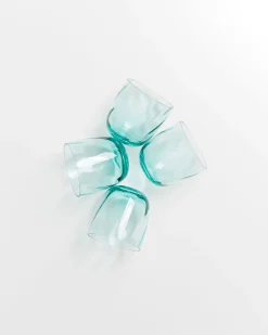 Calma - Set of 4 glass small swirl green