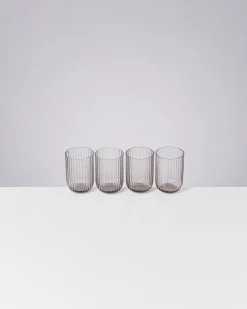 Joia Glas klein riffled grau 4er-Set