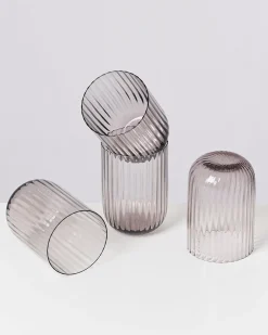 Joia Glas klein riffled grau 4er-Set