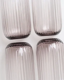Joia Glas klein riffled grau 4er-Set