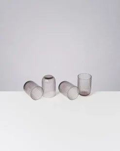 Joia Glas klein riffled grau 4er-Set