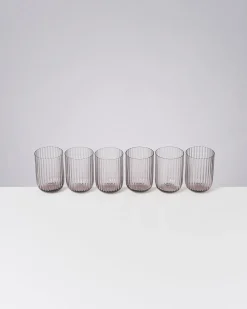 Joia Glas klein riffled grau 6er-Set