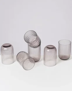 Joia Glas klein riffled grau 6er-Set