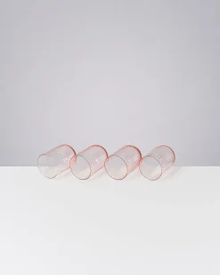 Joia Glas klein riffled rosé 4er-Set