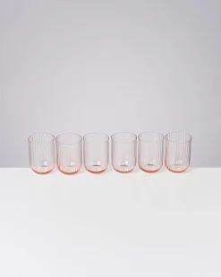 Joia Glas klein riffled rosé 6er-Set