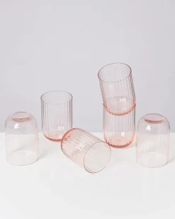 Joia Glas klein riffled rosé 6er-Set