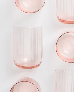 Joia Glas klein riffled rosé 6er-Set