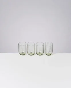 Joia Glas klein riffled smaragd 4er-Set