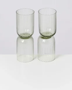 Joia Glas klein riffled smaragd 4er-Set