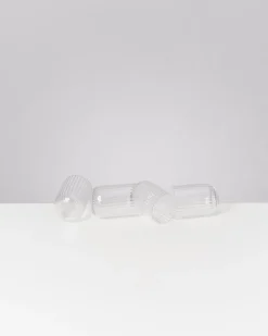 Joia Glas klein riffled transparent 4er-Set