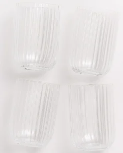 Joia Glas klein riffled transparent 4er-Set