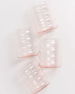 Joia - Set of 4 glasses large bubble pink opal