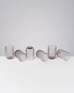 Joia - Set of 6 glass riffled amethist