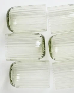 Joia - Set of 6 glass riffled emerald