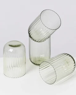 Joia - Set of 4 glass riffled emerald