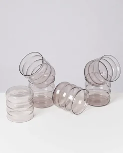 Joia - Set of 6 glass small bubble amethyst
