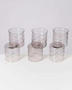 Joia - Set of 6 glass small bubble amethyst