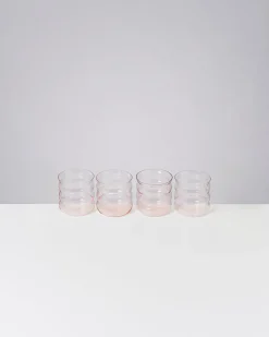 Joia - Set of 4 glass small bubble pink opal