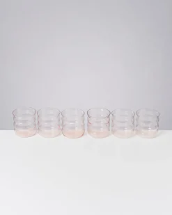 Joia - Set of 6 glass small bubble pink opal