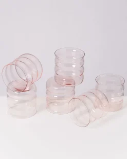 Joia - Set of 6 glass small bubble pink opal