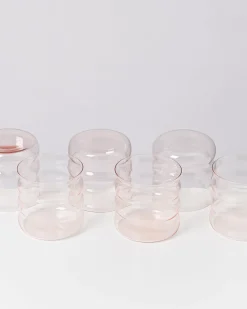 Joia - Set of 6 glass small bubble pink opal