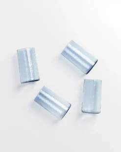 Leiria Glas klein riffled blau 4er-Set