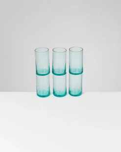 Leiria Glas klein riffled grün 6er-Set