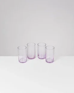 Leiria Glas klein riffled lila 4er-Set