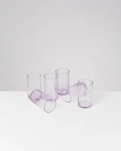 Leiria Glas klein riffled lila 6er-Set