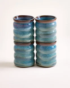 Madeira - Set of 4 cups large bubble green-blue