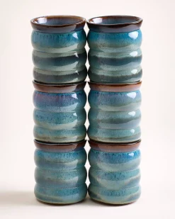 Madeira - Set of 6 cups large bubble green-blue