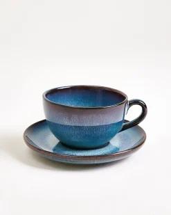Madeira - Small cappuccino cup & saucer classic green-blue Set of 4
