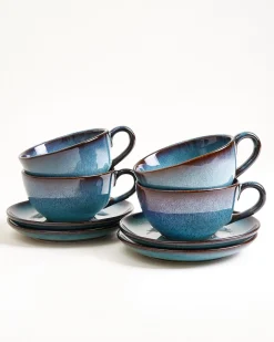 Madeira Teetasse & Untertasse groß classic grünblau 4er-Set