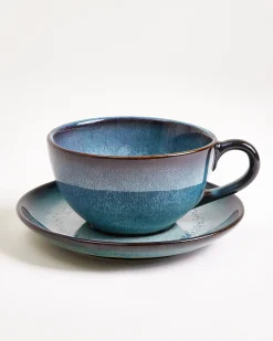 Madeira Teetasse & Untertasse groß classic grünblau 6er-Set