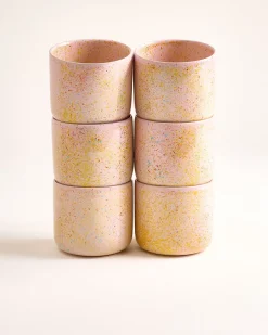 Nódoa Becher groß gesprenkelt rosa 6er-Set
