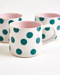 Nódoa - Large mug dotted pink green Set of 4
