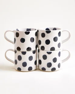Nódoa Tasse groß gepunktet schwarz 4er-Set