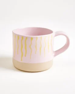 Nódoa Tasse groß gestreift rosa gelb