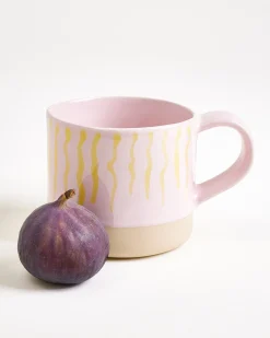 Nódoa Tasse groß gestreift rosa gelb 4er-Set